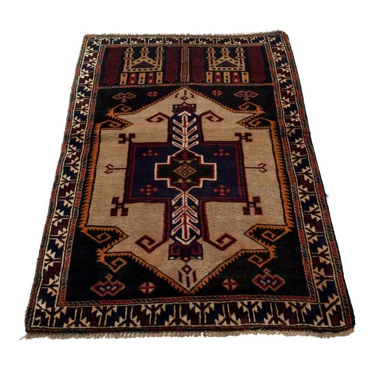 Afghan Prayer Rug 3' 0" x 4' 10" Hand-Knotted | No. AL60197