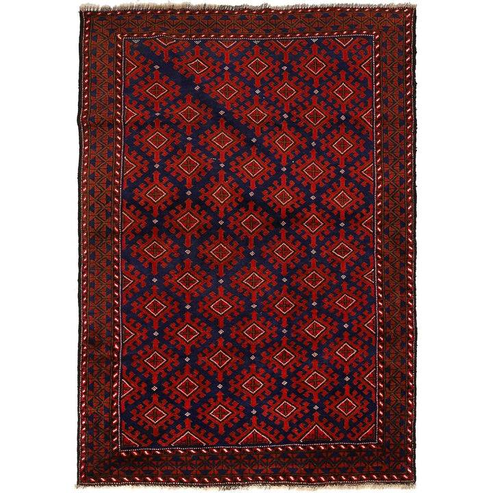 Afghan Baluchi Rug 4' 1" x 6' 1" Hand-Knotted | No. AL60235
