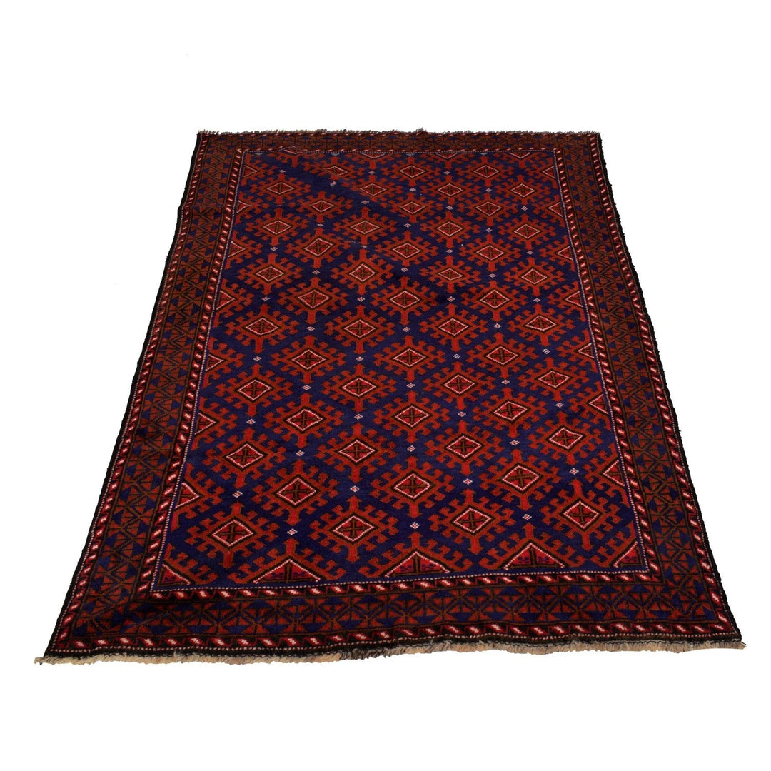Afghan Baluchi Rug 4' 1" x 6' 1" Hand-Knotted | No. AL60235