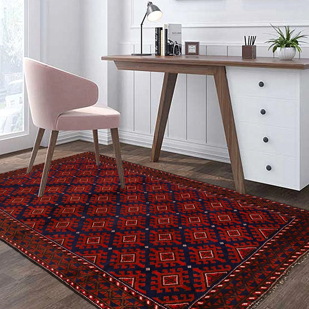 Afghan Baluchi Rug 4' 1" x 6' 1" Hand-Knotted | No. AL60235