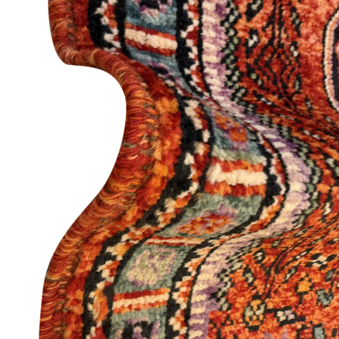 Red Afghan Oriental Rug 3' 4" x 4' 10" Hand-Knotted | No. AL60267