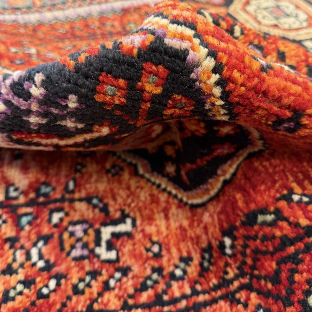 Red Afghan Oriental Rug 3' 4" x 4' 10" Hand-Knotted | No. AL60267