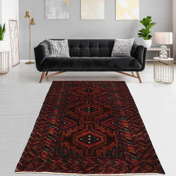 Afghan Baluchi Rug 3' 7" x 6' 8" Hand-Knotted | No. AL60269