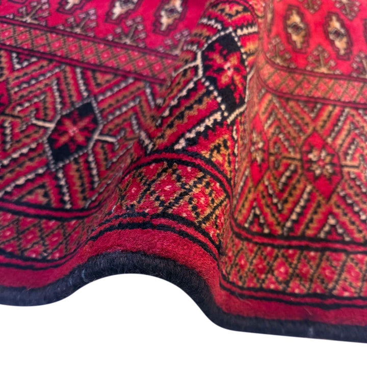 Deep Red Afghan Bokhara Rug 6' 8" x 9' 4" Hand-Knotted | No. AL60345