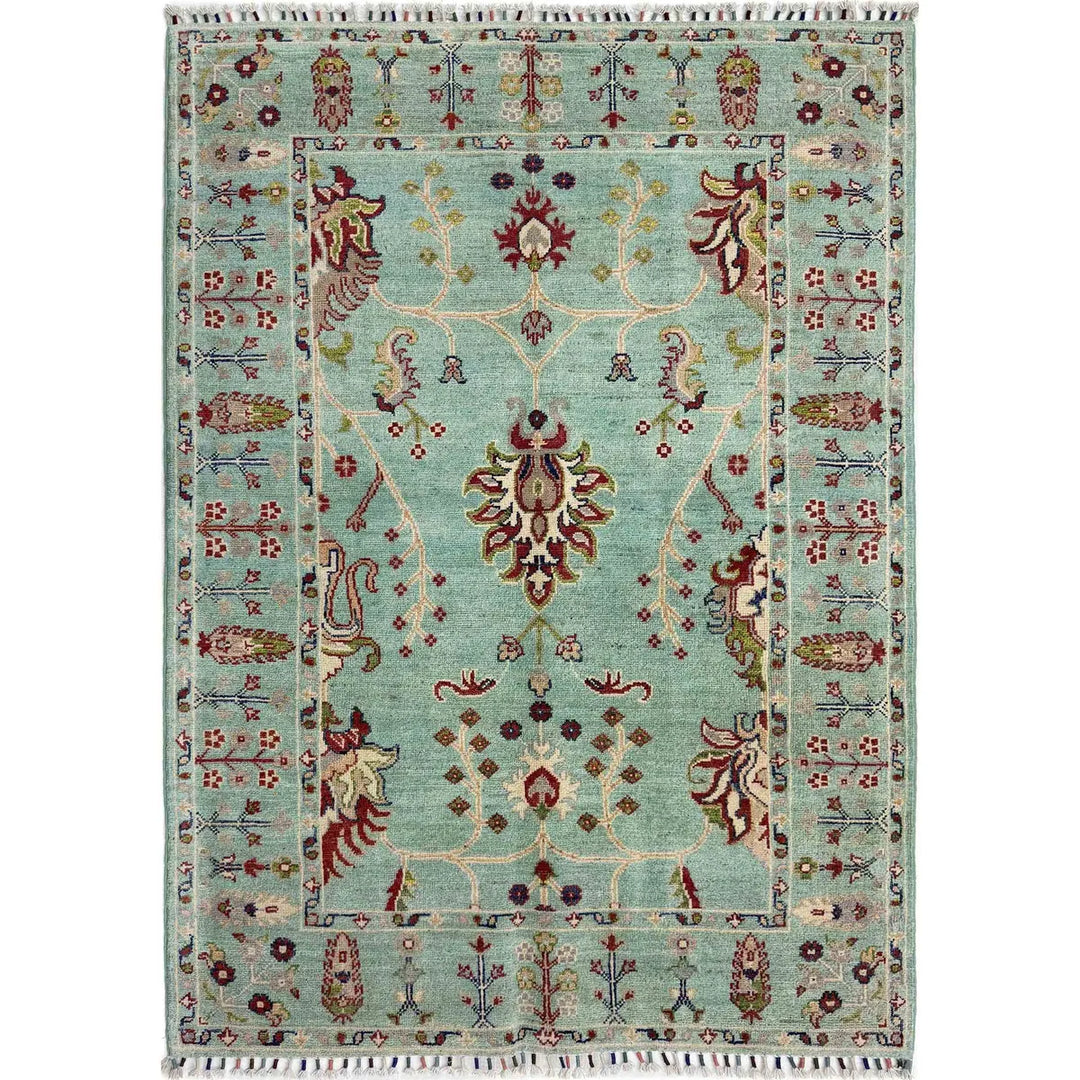Blue Afghan Sultani Rug 3' 11" x 6' 0" Hand-Knotted | No. AL60357