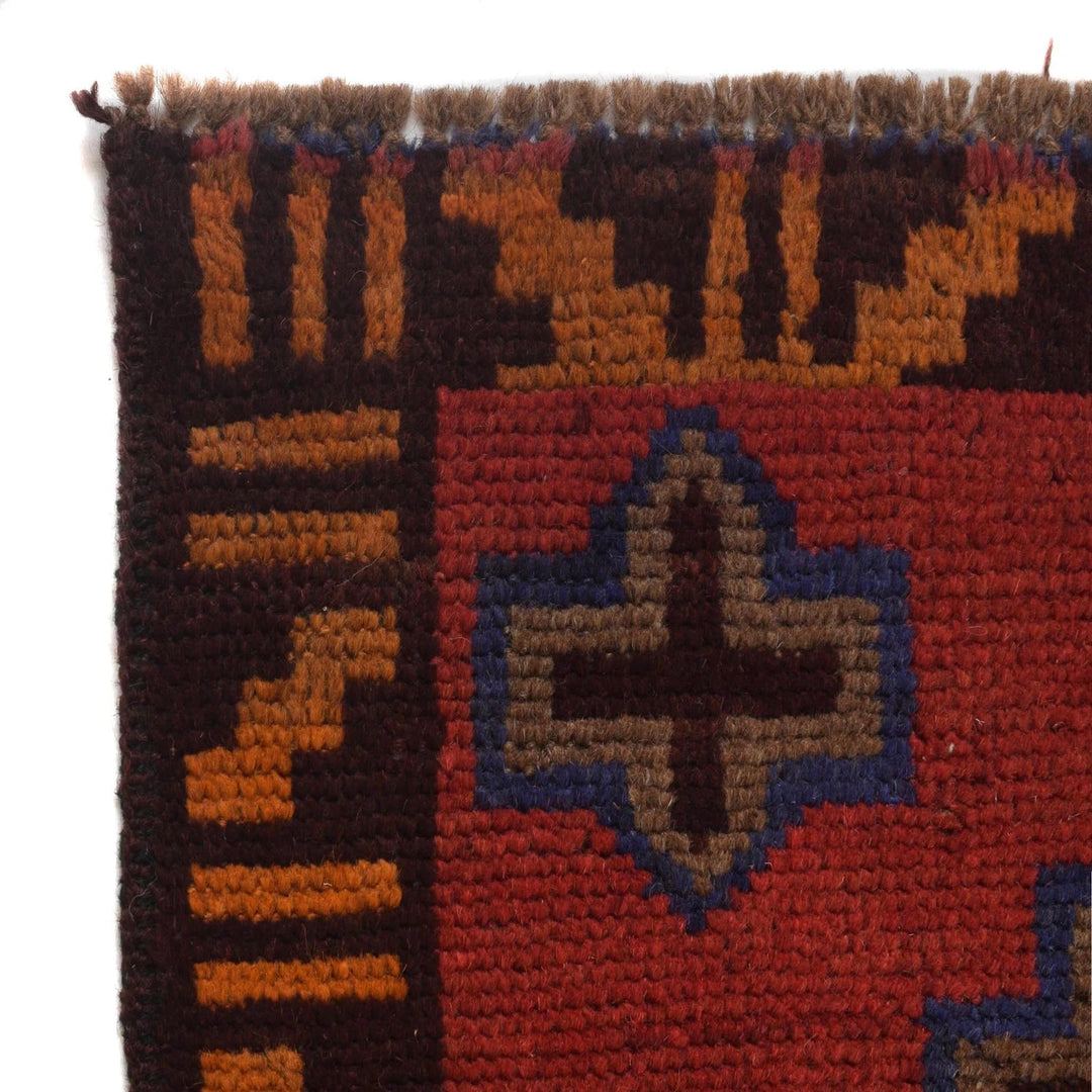 Red Afghan Baluchi Rug 2' 7" x 4' 6" Hand-Knotted | No. AL60373