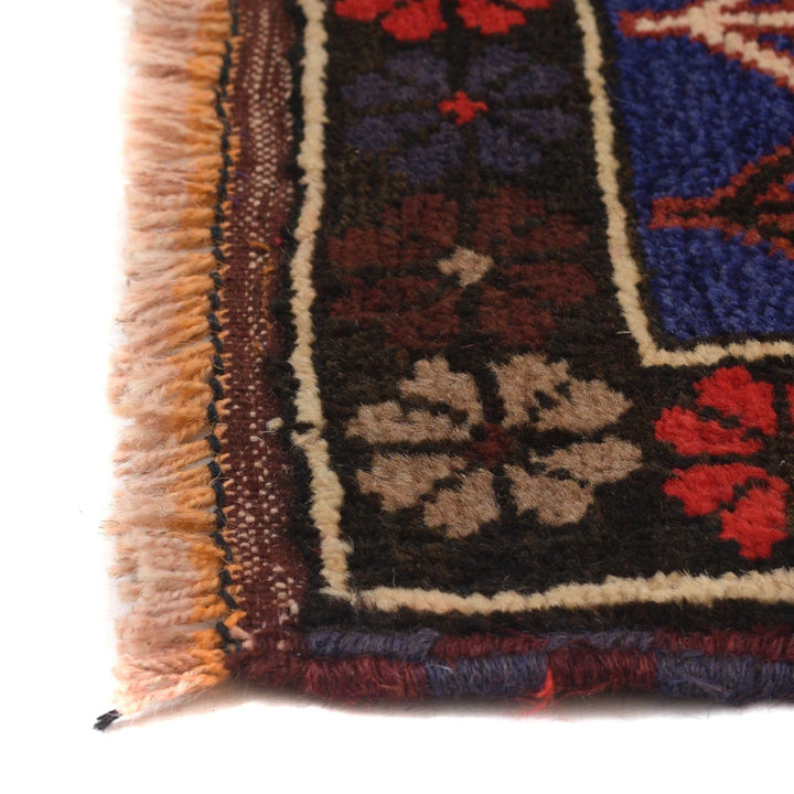 Navy Afghan Baluchi Rug 2'11" x 4'3" Hand-Knotted | No. AL60374
