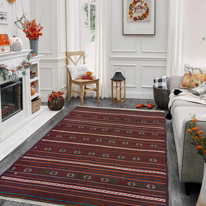 Afghan Kilim Rug 3' 3" x 4' 5" Flat-Weave | No. AL60388