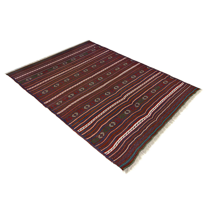 Afghan Kilim Rug 3' 3" x 4' 5" Flat-Weave | No. AL60388