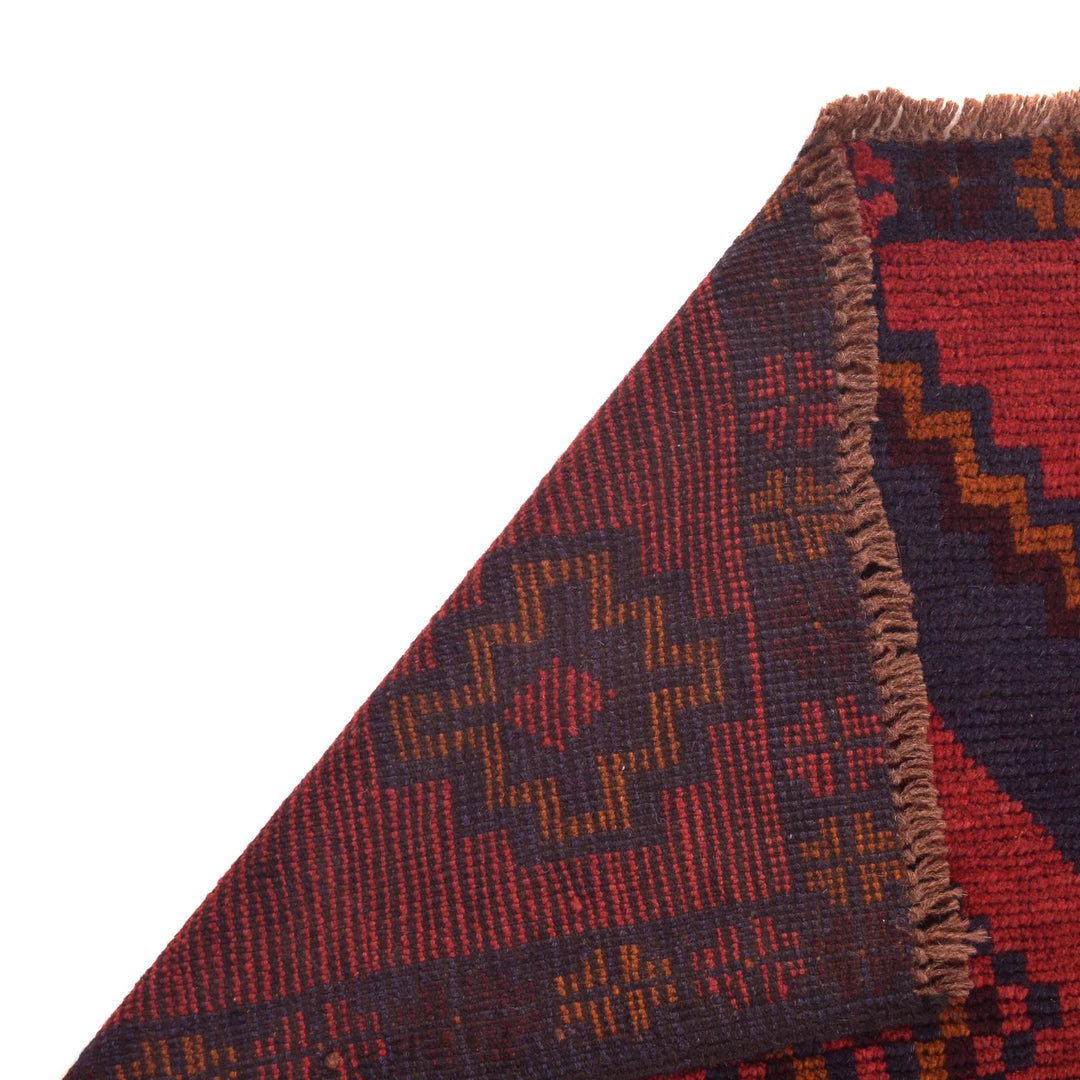 Red Afghan Baluchi Rug 2' 9" x 4' 7" Hand-Knotted | No. AL60391