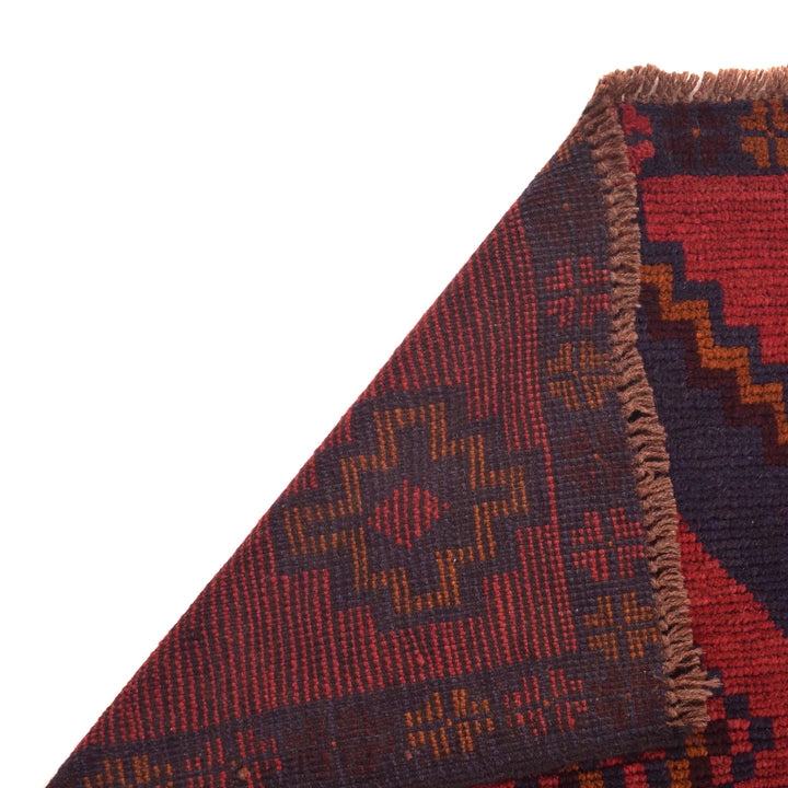 Red Afghan Baluchi Rug 2' 9" x 4' 7" Hand-Knotted | No. AL60391