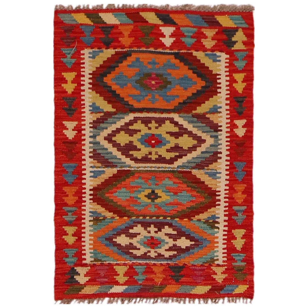 Afghan Kilim Rug 2' 0" x 2' 10" Flat-Weave | No. AL60442