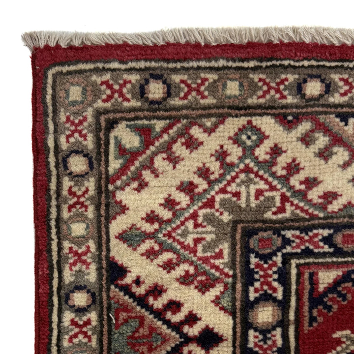 Red Afghan Kazak Rug 2' 9" x 9' 1" Hand-Knotted | No. AL60446