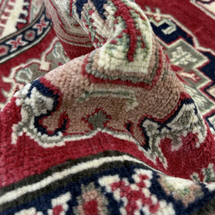 Red Afghan Kazak Rug 2' 9" x 9' 1" Hand-Knotted | No. AL60446