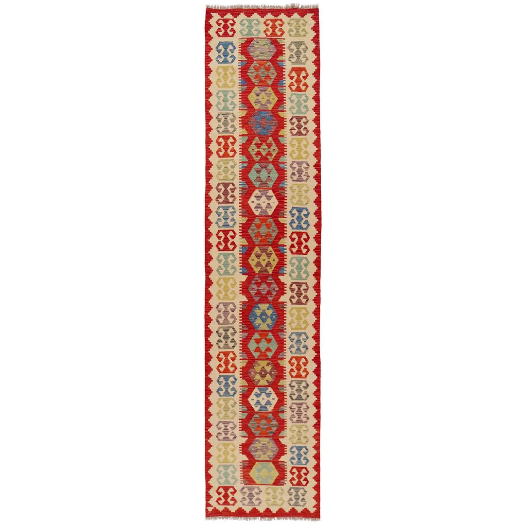 Afghan Vegetable Kilim Rug 2' 10" x 12' 11" Flat-Weave | No. AL60477