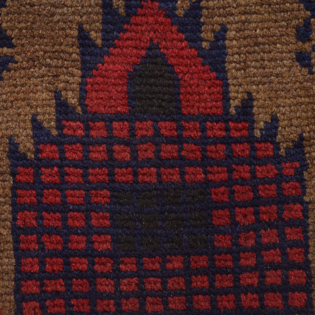 Brown Afghan Prayer Rug 2' 11" x 4' 9" Hand-Knotted | No. AL60536