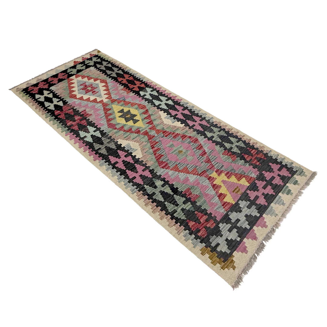 Afghan Vegetable Kilim Rug 2' 7" x 6' 7" Flat-Weave | No. AL605587