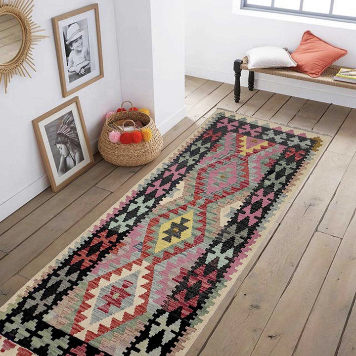 Afghan Vegetable Kilim Rug 2' 7" x 6' 7" Flat-Weave | No. AL605587