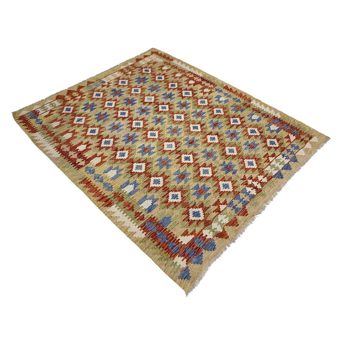 Multicolor Afghan Vegetable Kilim Rug 6' 0" x 8' 0" Flat-Weave | No. AL60590