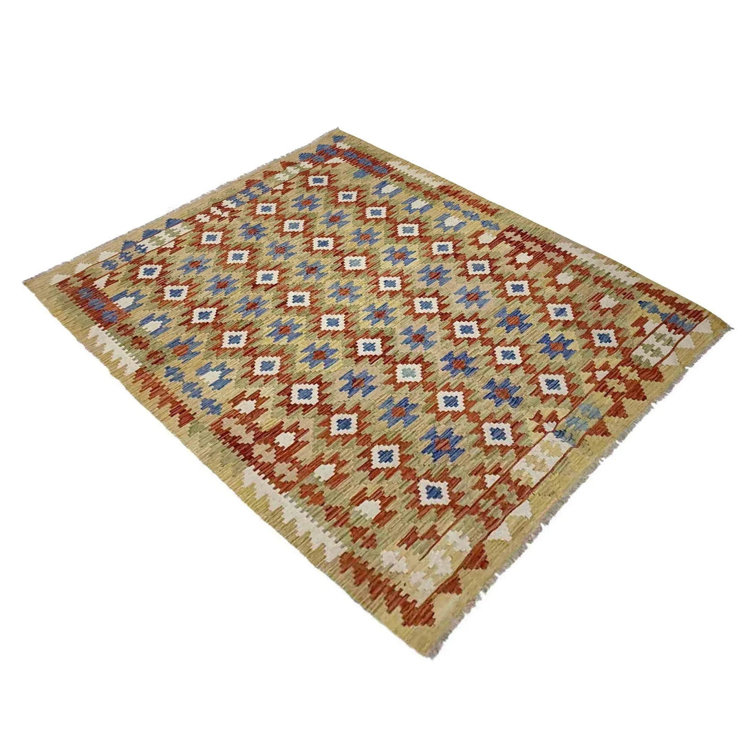 Multicolor Afghan Kilim Rug 6' 0" x 8' 0" Flat-Weave | No. AL60590