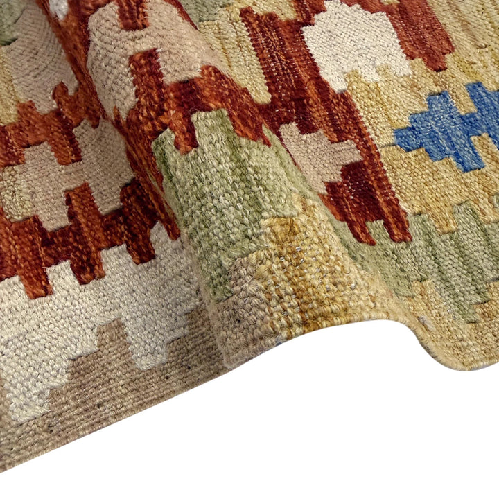 Multicolor Afghan Vegetable Kilim Rug 6' 0" x 8' 0" Flat-Weave | No. AL60590