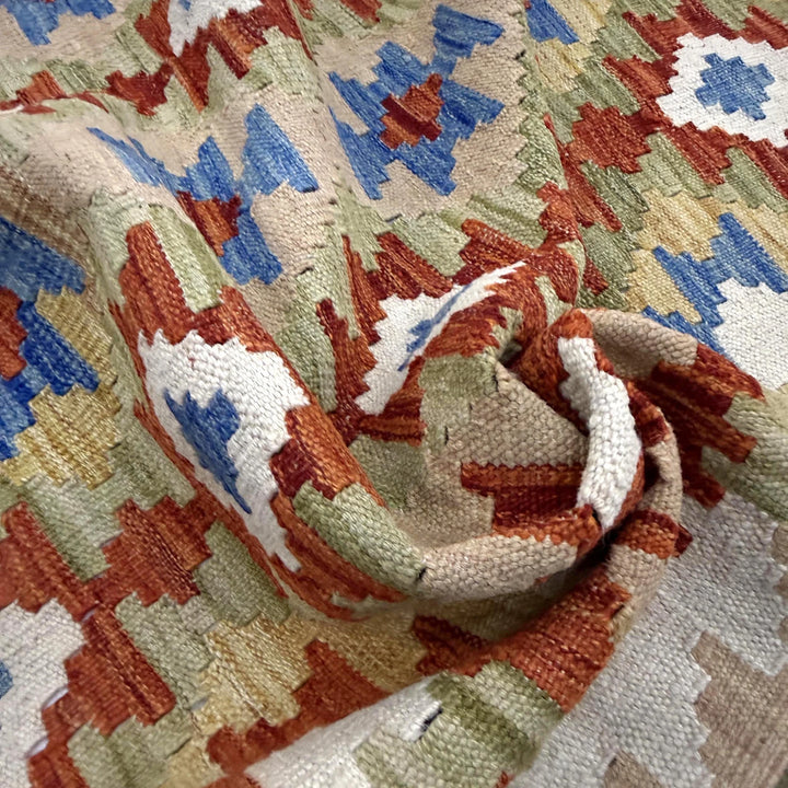 Multicolor Afghan Vegetable Kilim Rug 6' 0" x 8' 0" Flat-Weave | No. AL60590