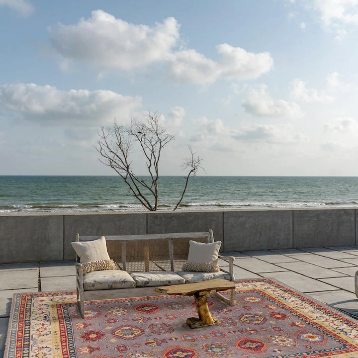 Gray Afghan Kazak Rug 7' 10" x 9' 7" Hand-Knotted | No. AL60602