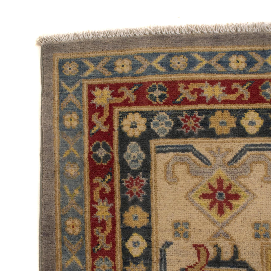 Gray Afghan Kazak Rug 7' 10" x 9' 7" Hand-Knotted | No. AL60602