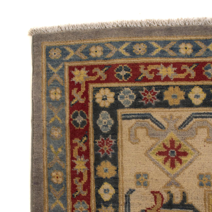 Gray Afghan Kazak Rug 7' 10" x 9' 7" Hand-Knotted | No. AL60602