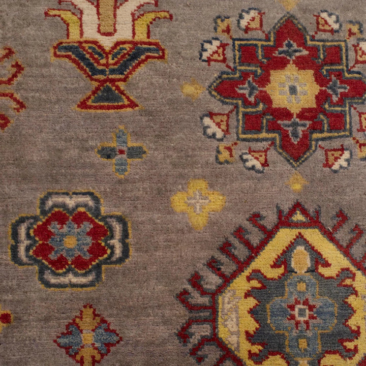 Gray Afghan Kazak Rug 7' 10" x 9' 7" Hand-Knotted | No. AL60602
