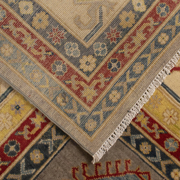 Gray Afghan Kazak Rug 7' 10" x 9' 7" Hand-Knotted | No. AL60602