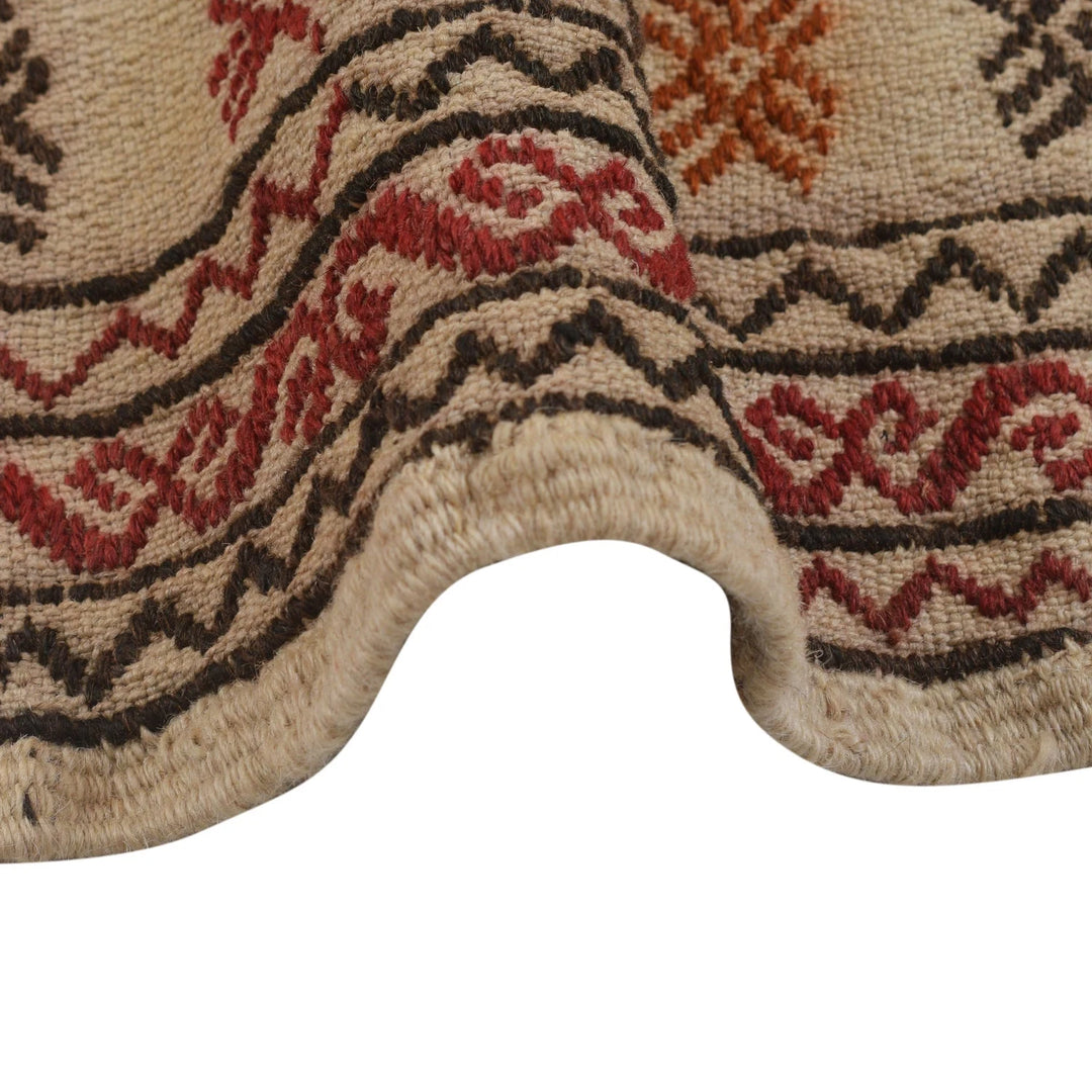 White Afghan Soumak Rug 4'8" x 6'3" Flat-Weave | No. AL60656