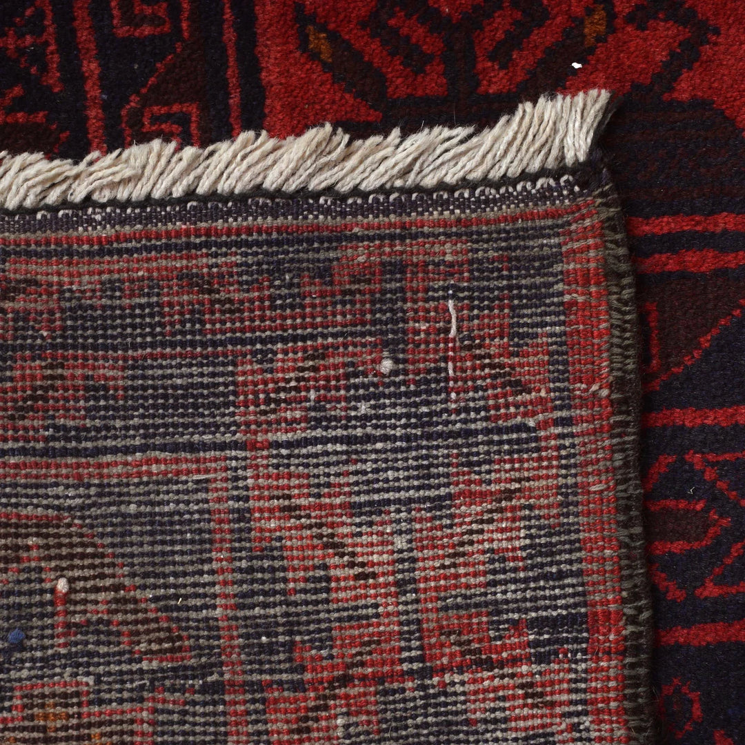 Deep Red Afghan Bokhara Rug 10' 4" x 12' 6" Hand-Knotted | No. AL607595