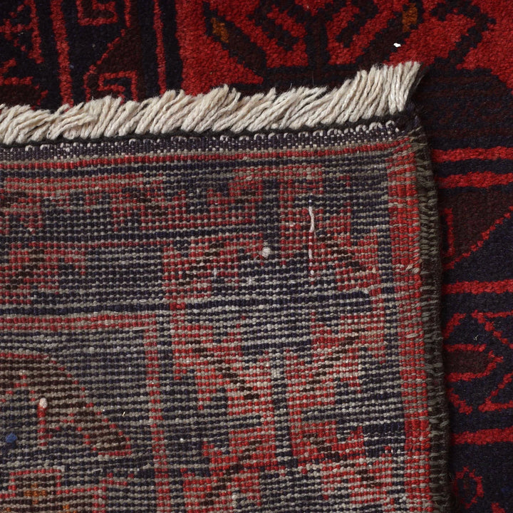 Deep Red Afghan Bokhara Rug 10' 4" x 12' 6" Hand-Knotted | No. AL607595