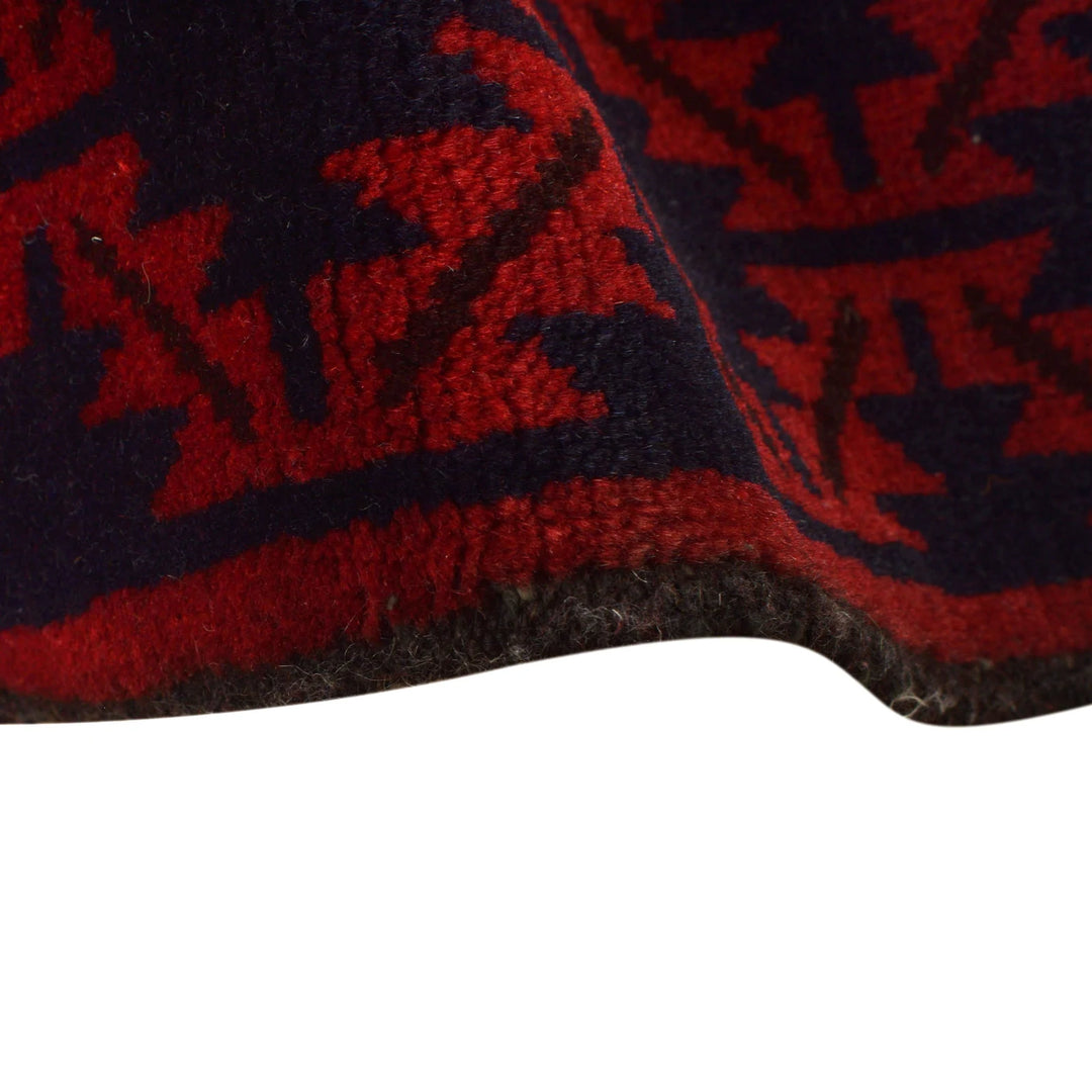 Deep Red Afghan Bokhara Rug 10' 4" x 12' 6" Hand-Knotted | No. AL607595