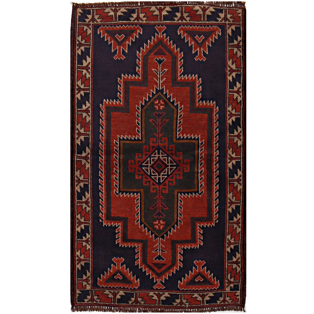 Afghan Baluchi Rug 2' 12" x 5' 2" Hand-Knotted | No. AL60767