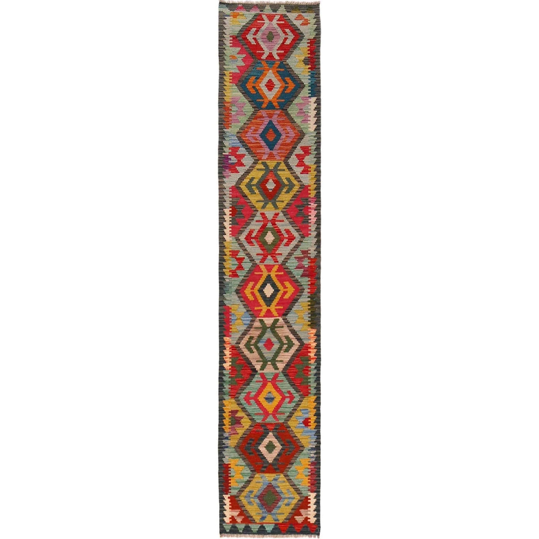 Afghan Kilim Rug 1' 8" x 9' 5" Flat-Weave | No. AL60779
