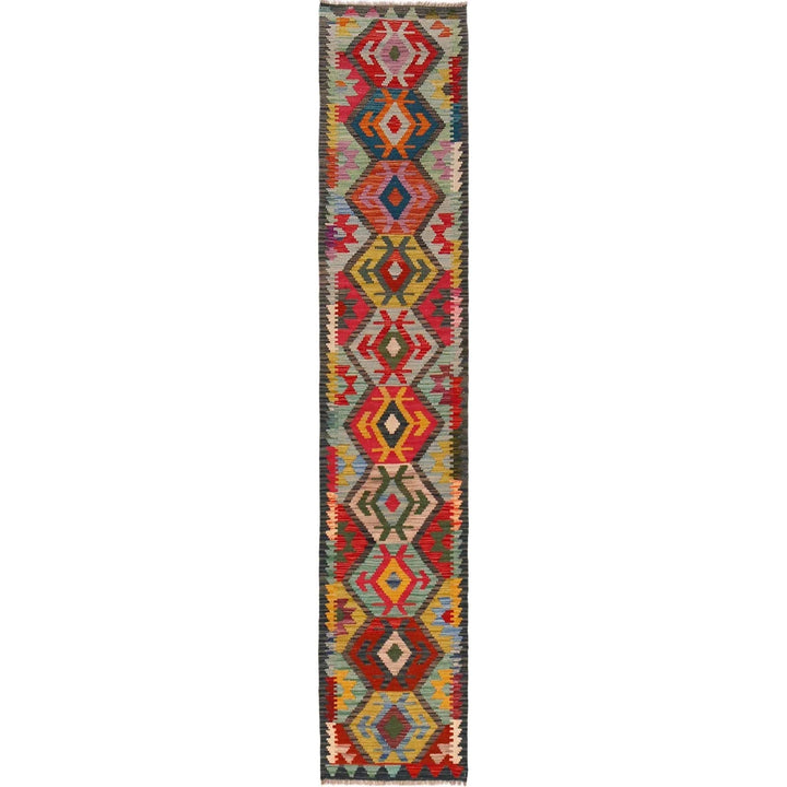 Afghan Kilim Rug 1' 8" x 9' 5" Flat-Weave | No. AL60779