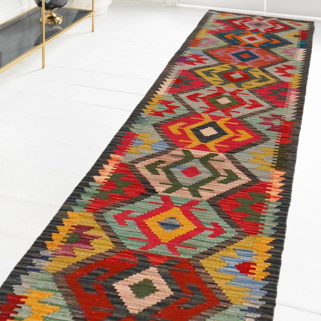 Afghan Kilim Rug 1' 8" x 9' 5" Flat-Weave | No. AL60779