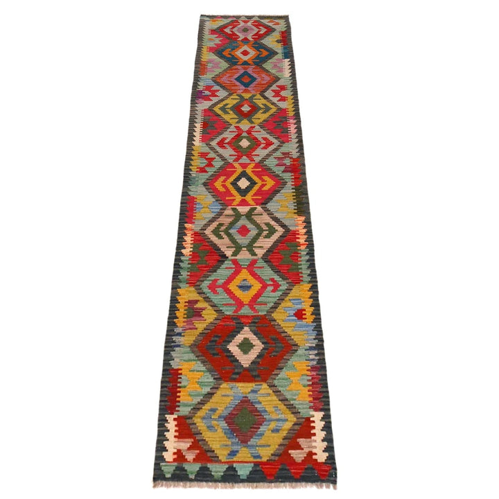 Afghan Kilim Rug 1' 8" x 9' 5" Flat-Weave | No. AL60779