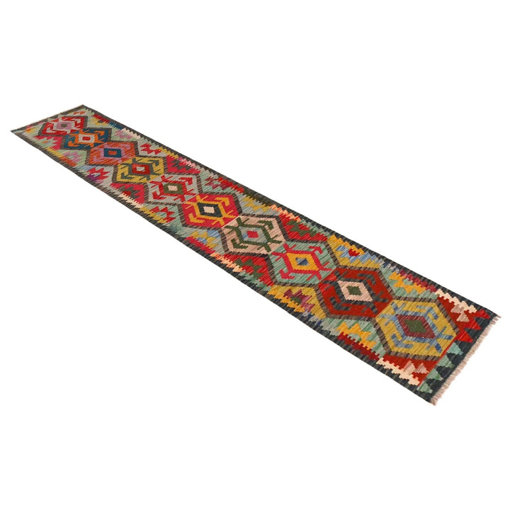 Afghan Kilim Rug 1' 8" x 9' 5" Flat-Weave | No. AL60779