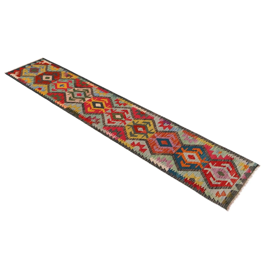 Afghan Kilim Rug 1' 8" x 9' 5" Flat-Weave | No. AL60779