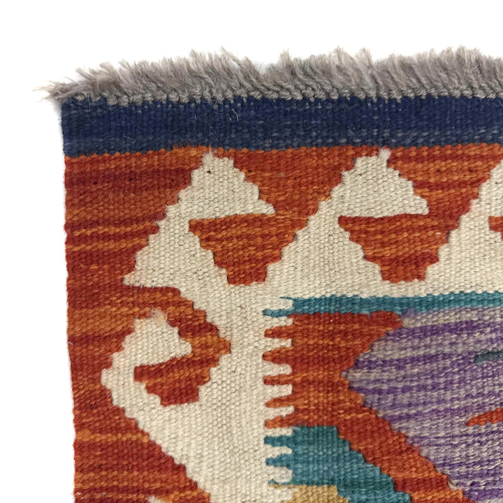 Afghan Vegetable Kilim Rug 3' 2" x 4' 11" Flat-Weave | No. AL608025