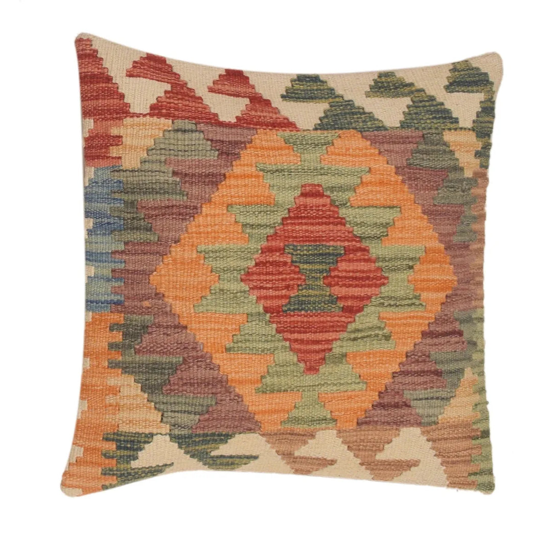 Afghan Geometric Cushion 1' 6" x 1' 6" Flat-Weave | No. AL60934