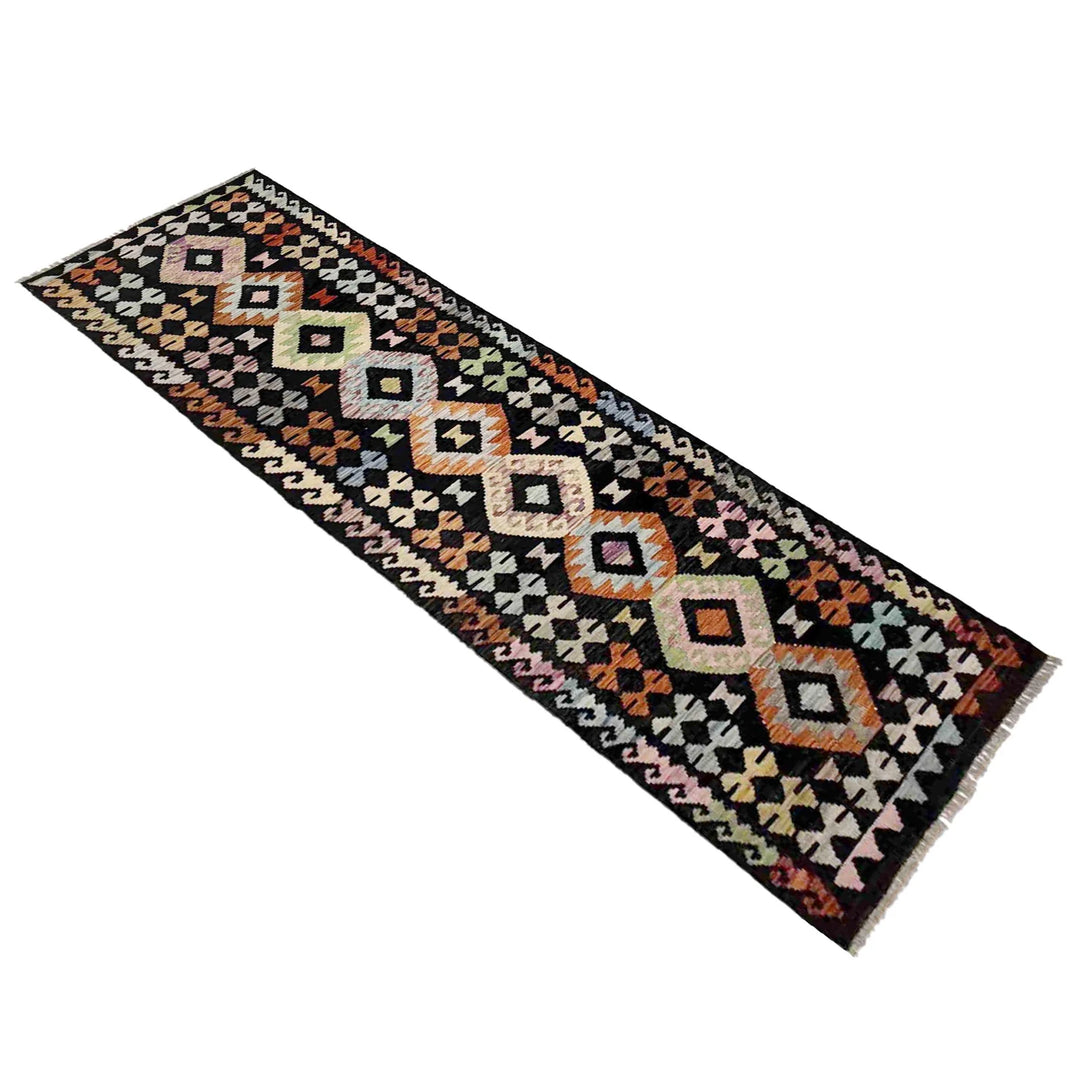 Afghan Vegetable Kilim Rug 2' 6" x 9' 9" Flat-Weave | No. AL609724