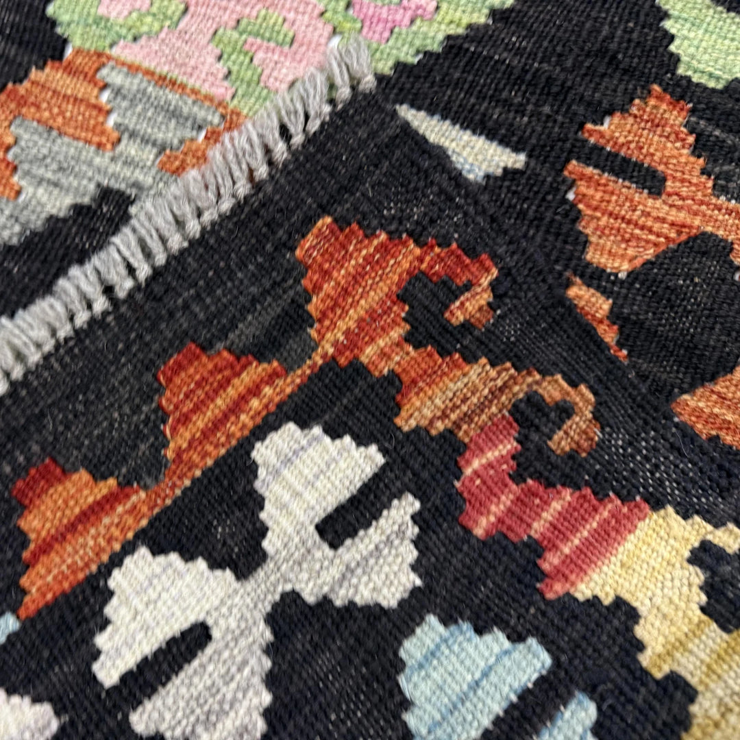 Afghan Vegetable Kilim Rug 2' 6" x 9' 9" Flat-Weave | No. AL609724