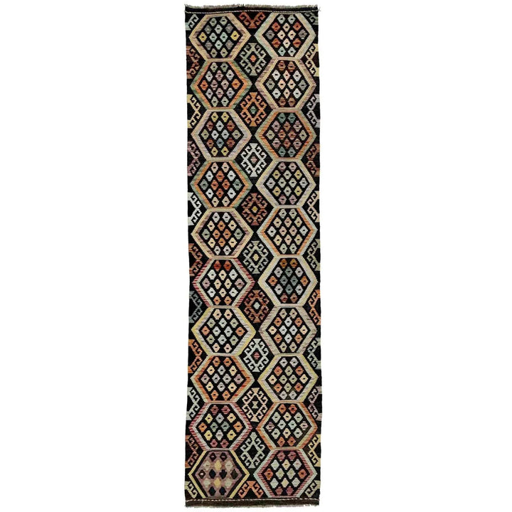 Multicolor Afghan Kilim Rug 2'8" x 10'1" Flat-Weave | No. AL60977