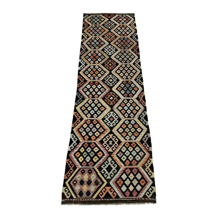 Multicolor Afghan Kilim Rug 2'8" x 10'1" Flat-Weave | No. AL60977
