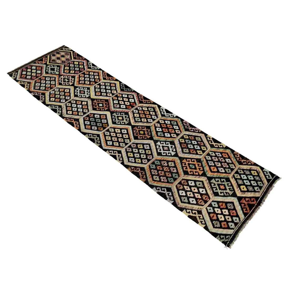 Multicolor Afghan Kilim Rug 2'8" x 10'1" Flat-Weave | No. AL60977