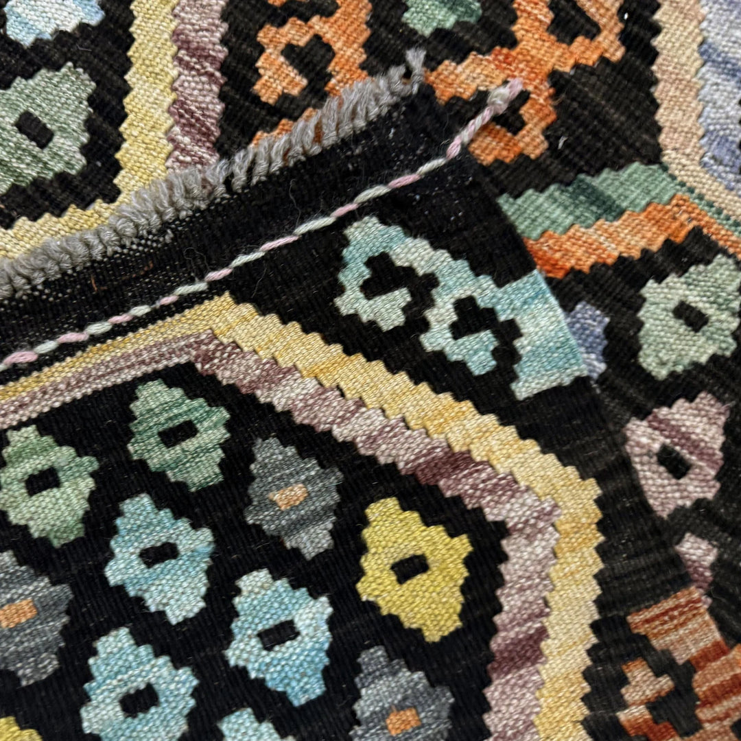 Multicolor Afghan Vegetable Kilim Rug 2' 8" x 10' 1" Flat-Weave | No. AL60977